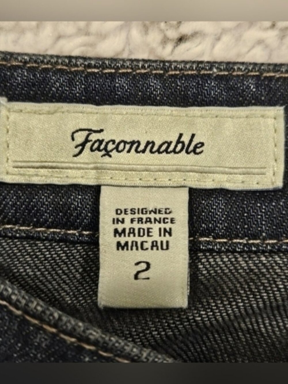 Faconnable SZ 2 Vintage Black Wash 100% Cotton White Stitch Straight Leg Jeans - Picture 8 of 13
